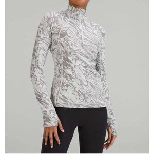 Lululemon Its Rulu Run Half Zip 6 Liquidize Jacquard Vapor Gull Grey Top Tee LS